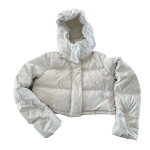 Lululemon Wunder Puff Super Cropped Jacket White Down Hood Puffer Women 4